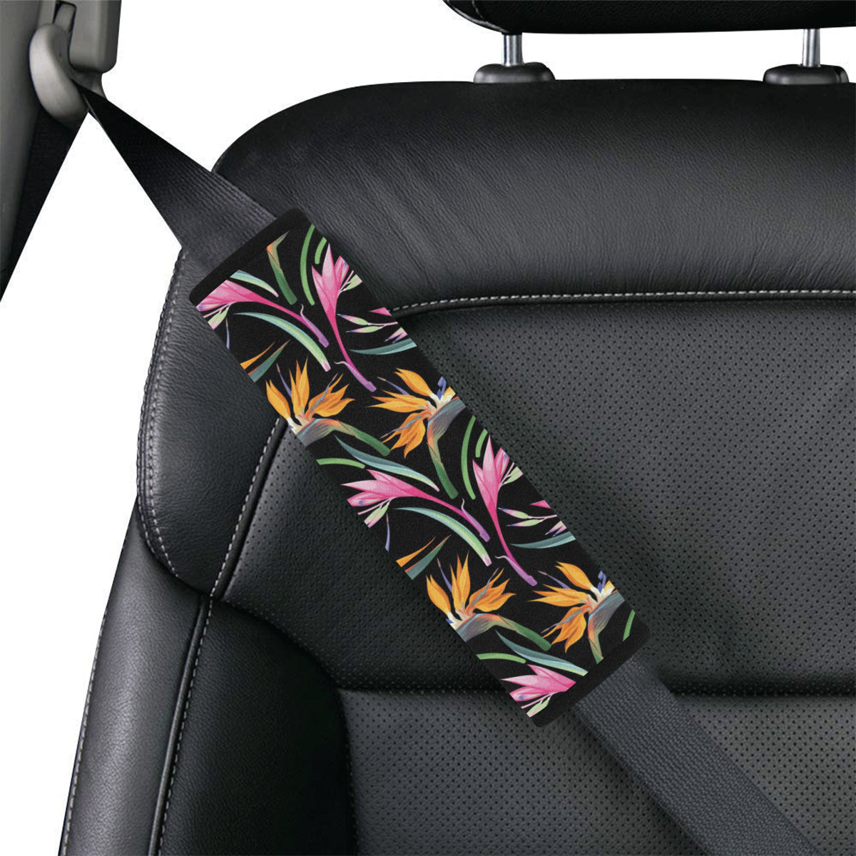 Tropical Flower Pattern Print Design TF017 Car Seat Belt Cover