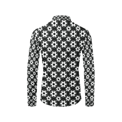 Soccer Ball Black Print Pattern Men's Long Sleeve Shirt