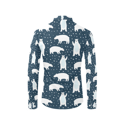 Polar Bear Pattern Print Design A02 Men's Long Sleeve Shirt