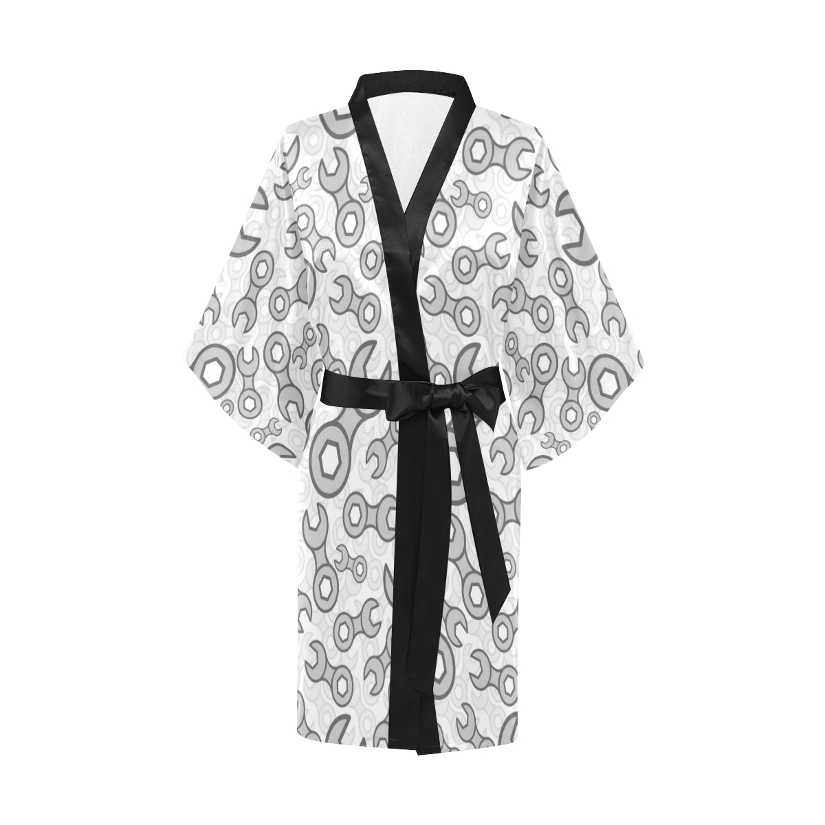 Mechanic Pattern Print Design 05 Women's Short Kimono