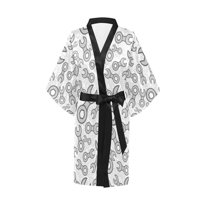 Mechanic Pattern Print Design 05 Women's Short Kimono
