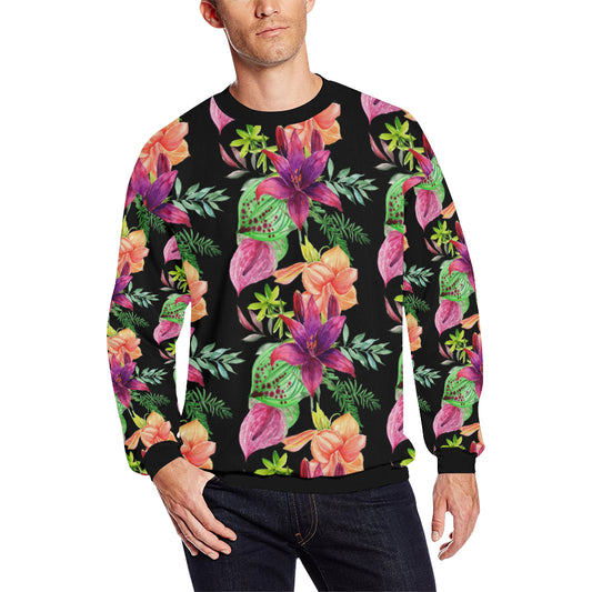 Amaryllis Pattern Print Design AL09 Men Long Sleeve Sweatshirt