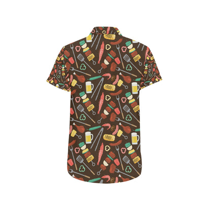 Barbecue Pattern Print Design 05 Men's Short Sleeve Button Up Shirt