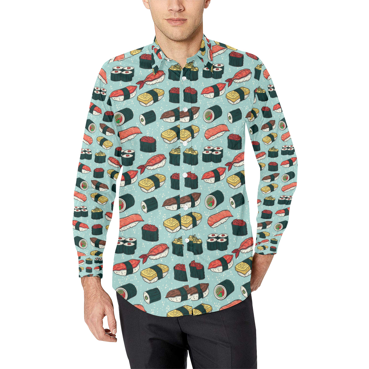 Sushi Pattern Design Men's Long Sleeve Shirt