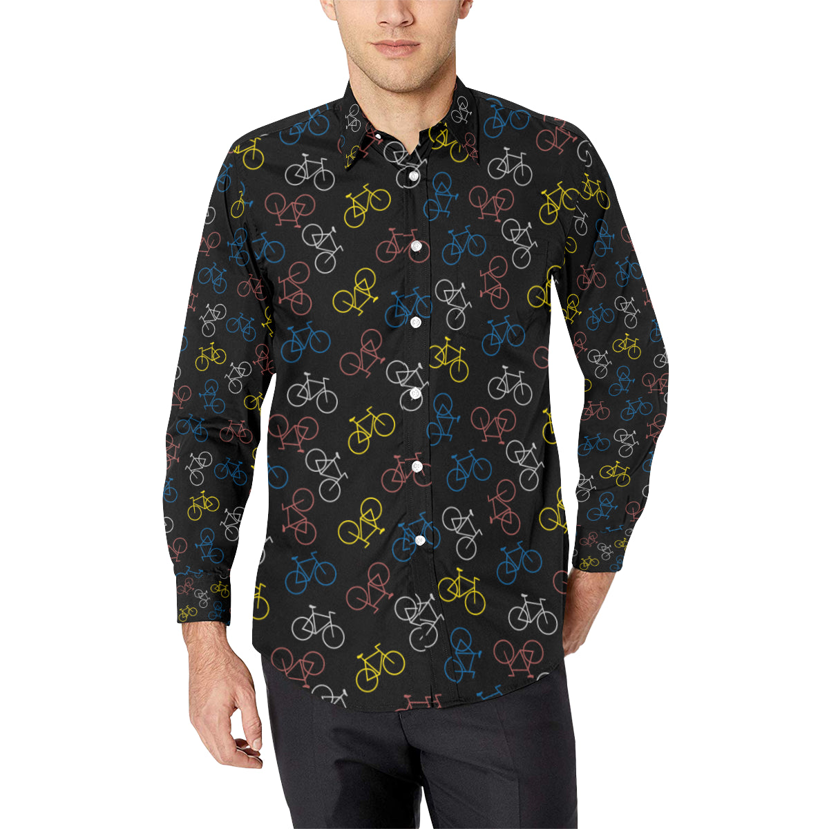 Bicycle Pattern Print Design 03 Men's Long Sleeve Shirt