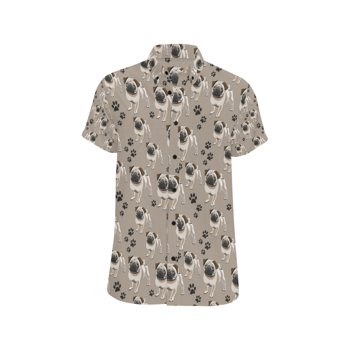 Pug Pattern Print Design A04 Men's Short Sleeve Button Up Shirt