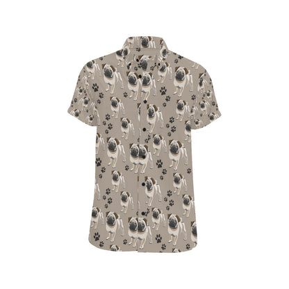 Pug Pattern Print Design A04 Men's Short Sleeve Button Up Shirt