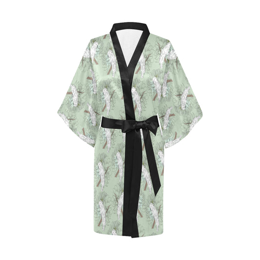 Cockatiel Pattern Print Design 01 Women's Short Kimono