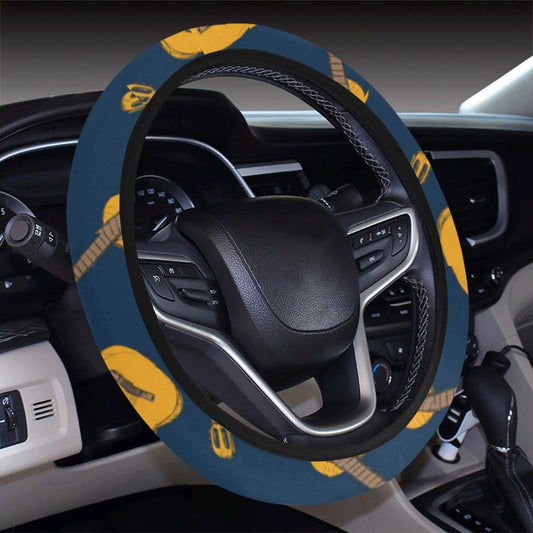 Acoustic Guitar Pattern Print Design 04 Steering Wheel Cover with Elastic Edge