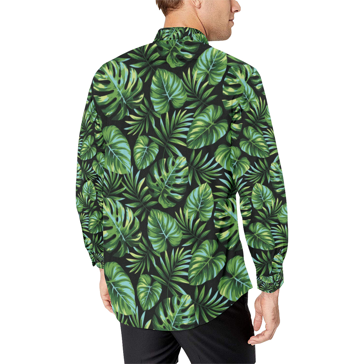 Palm Leaves Pattern Print Design PL013 Men's Long Sleeve Shirt