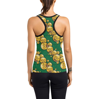 Bitcoin Pattern Print Design DO02 Women's Racerback Tank Top