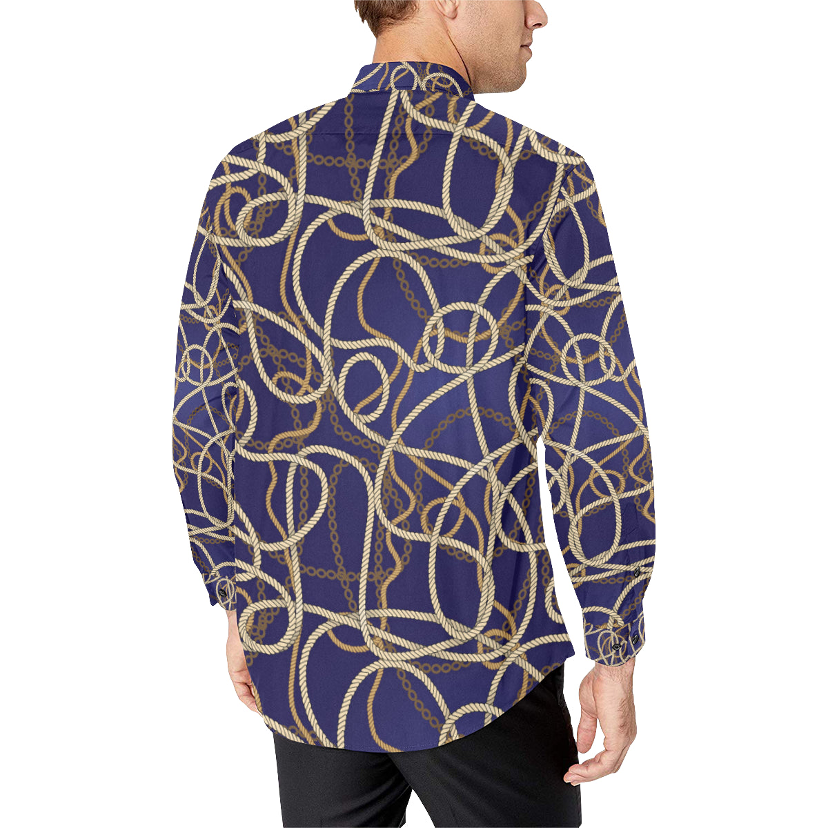 Rope Pattern Print Design A01 Men's Long Sleeve Shirt