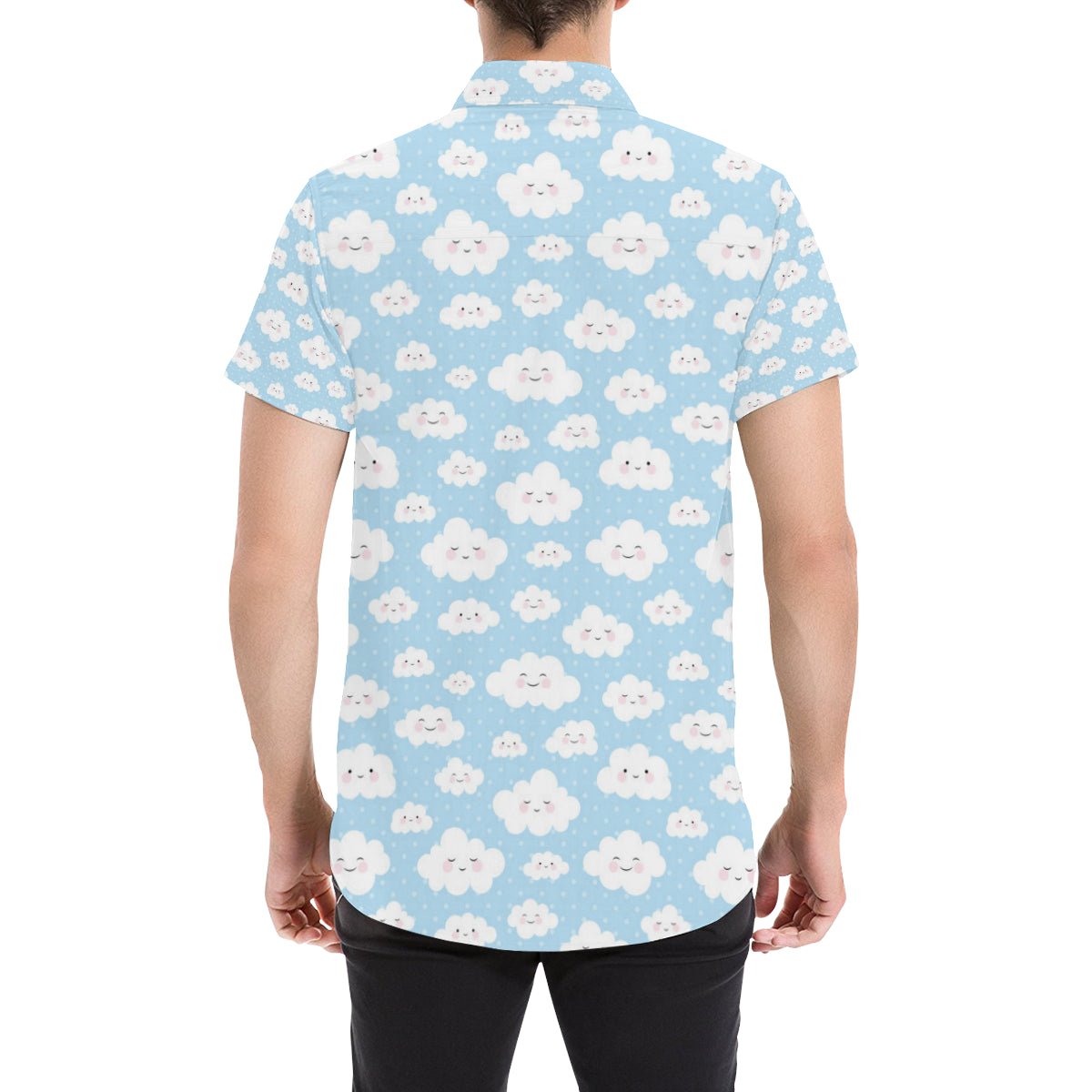 Cloud  Pattern Print Design 02 Men's Short Sleeve Button Up Shirt