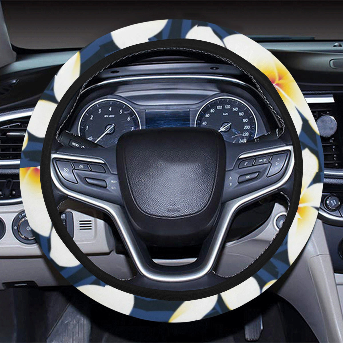 Plumeria Pattern Print Design PM026 Steering Wheel Cover with Elastic Edge