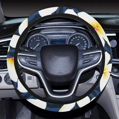 Plumeria Pattern Print Design PM026 Steering Wheel Cover with Elastic Edge