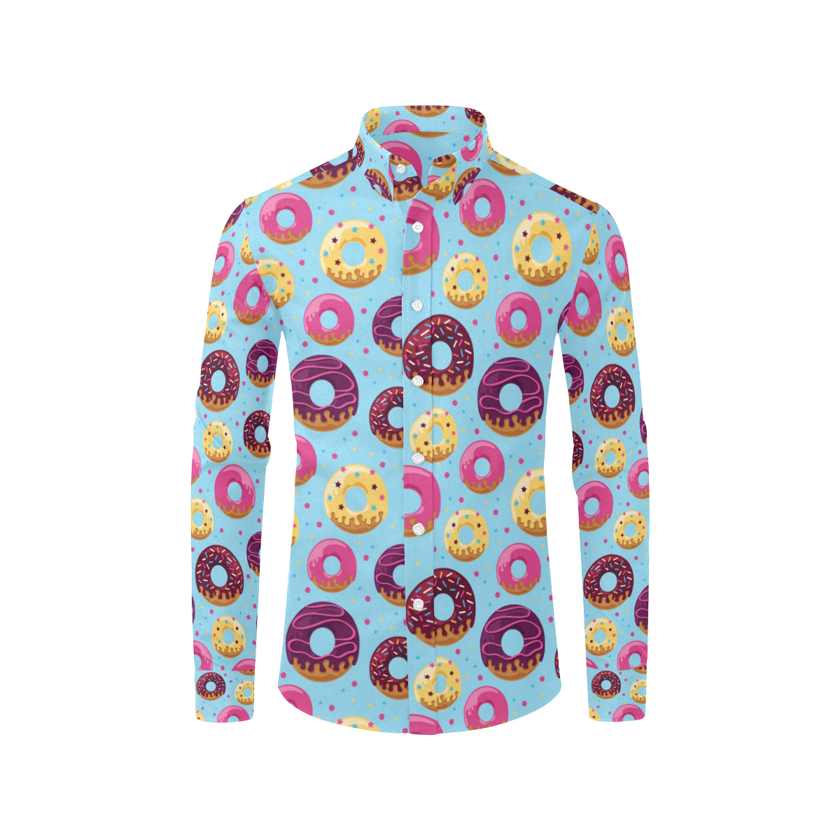 Donut Pattern Print Design DN07 Men's Long Sleeve Shirt