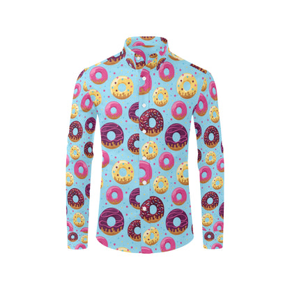 Donut Pattern Print Design DN07 Men's Long Sleeve Shirt