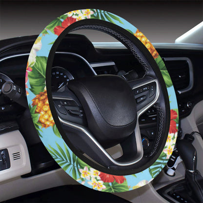 Pineapple Hawaiian flower Tropical Steering Wheel Cover with Elastic Edge