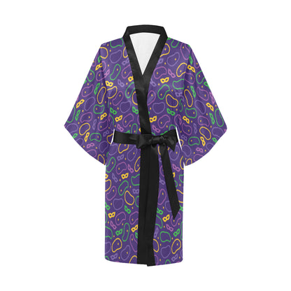 Mardi Gras Pattern Print Design 04 Women's Short Kimono