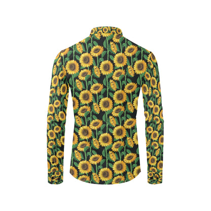 Sunflower Realistic Print Pattern Men's Long Sleeve Shirt