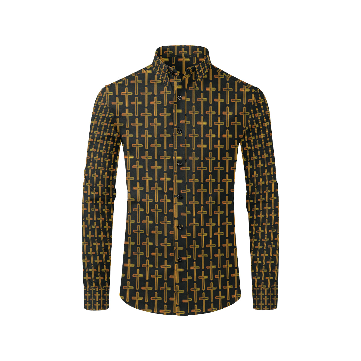 Cross Pattern Print Design 02 Men's Long Sleeve Shirt