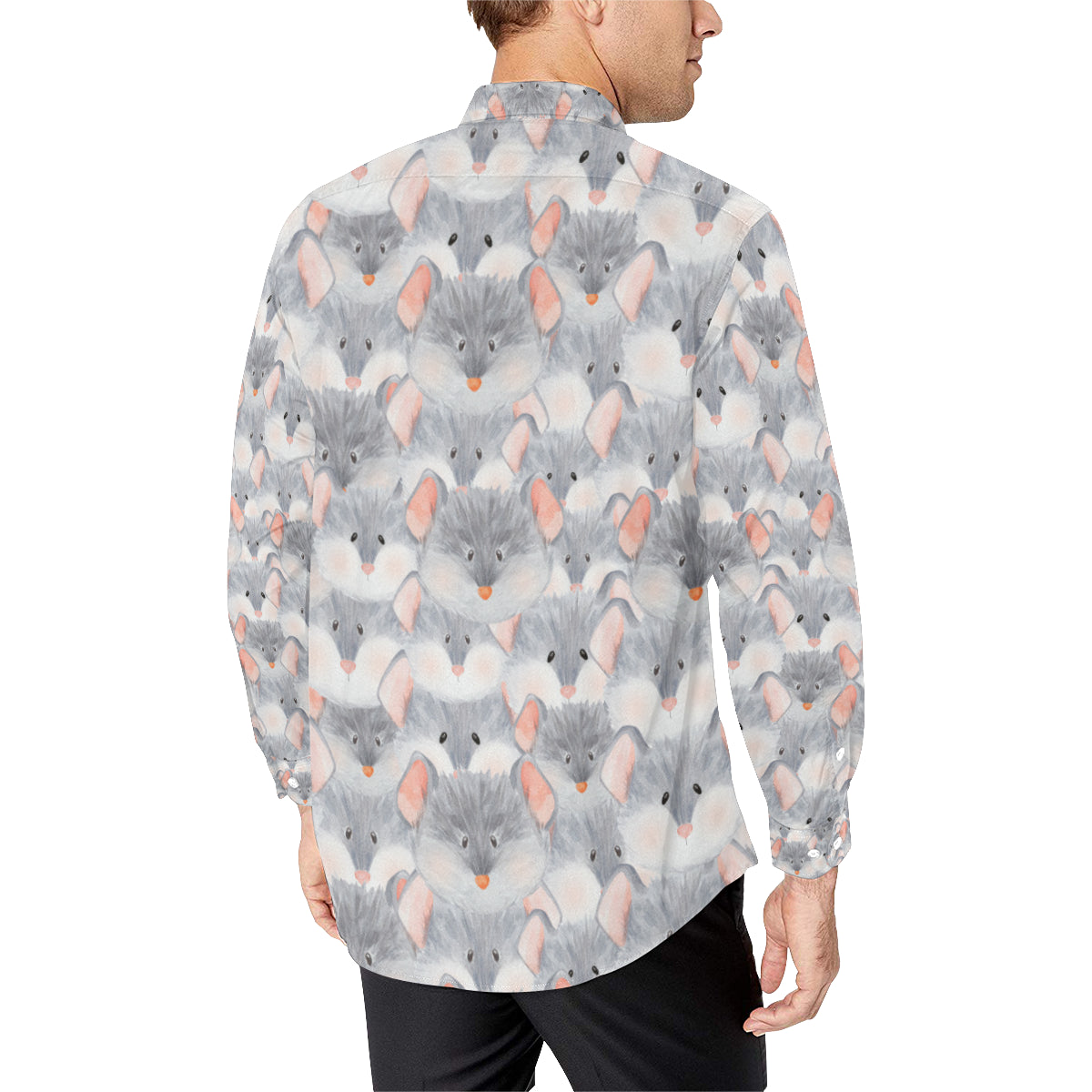 Rat Baby Pattern Print Design 02 Men's Long Sleeve Shirt
