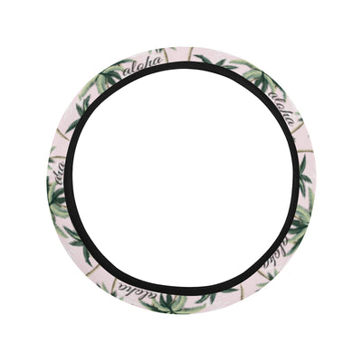 Aloha Beach Pattern Design Themed Print Steering Wheel Cover with Elastic Edge