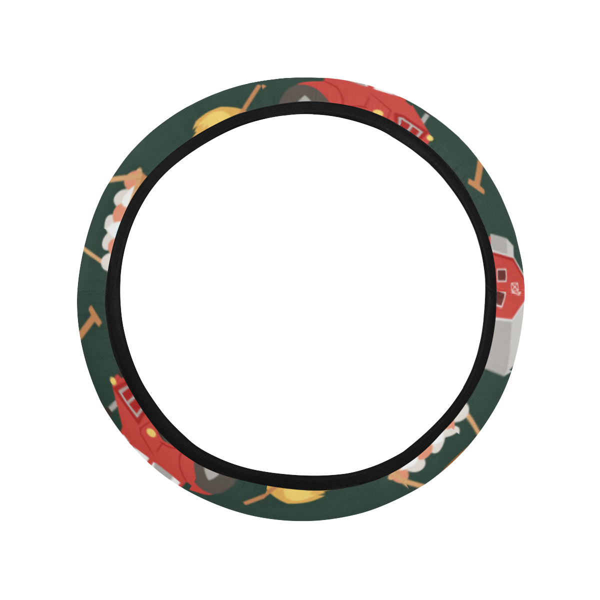 Agricultural Farm Print Design 02 Steering Wheel Cover with Elastic Edge