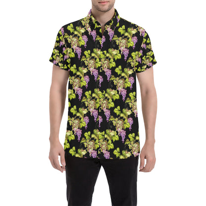 Grape Pattern Print Design GP04 Men's Short Sleeve Button Up Shirt