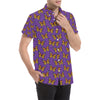 Monarch Butterfly Purple Print Pattern Men's Short Sleeve Button Up Shirt