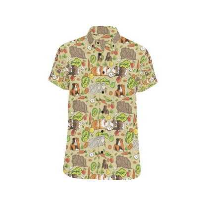 Guinea Pig Pattern Print Design 02 Men's Short Sleeve Button Up Shirt