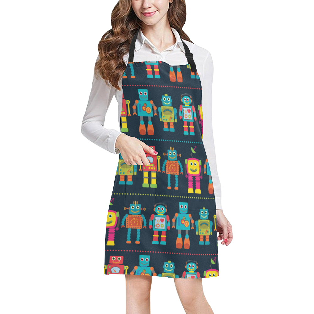 Robot Pattern Print Design A01 Apron with Pocket