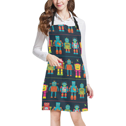 Robot Pattern Print Design A01 Apron with Pocket