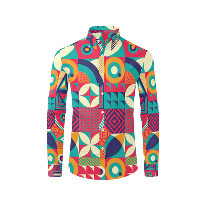 Mosaic Pattern Print Design 03 Men's Long Sleeve Shirt