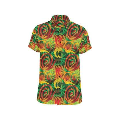 Rastafarian Pattern Print Design A01 Men's Short Sleeve Button Up Shirt