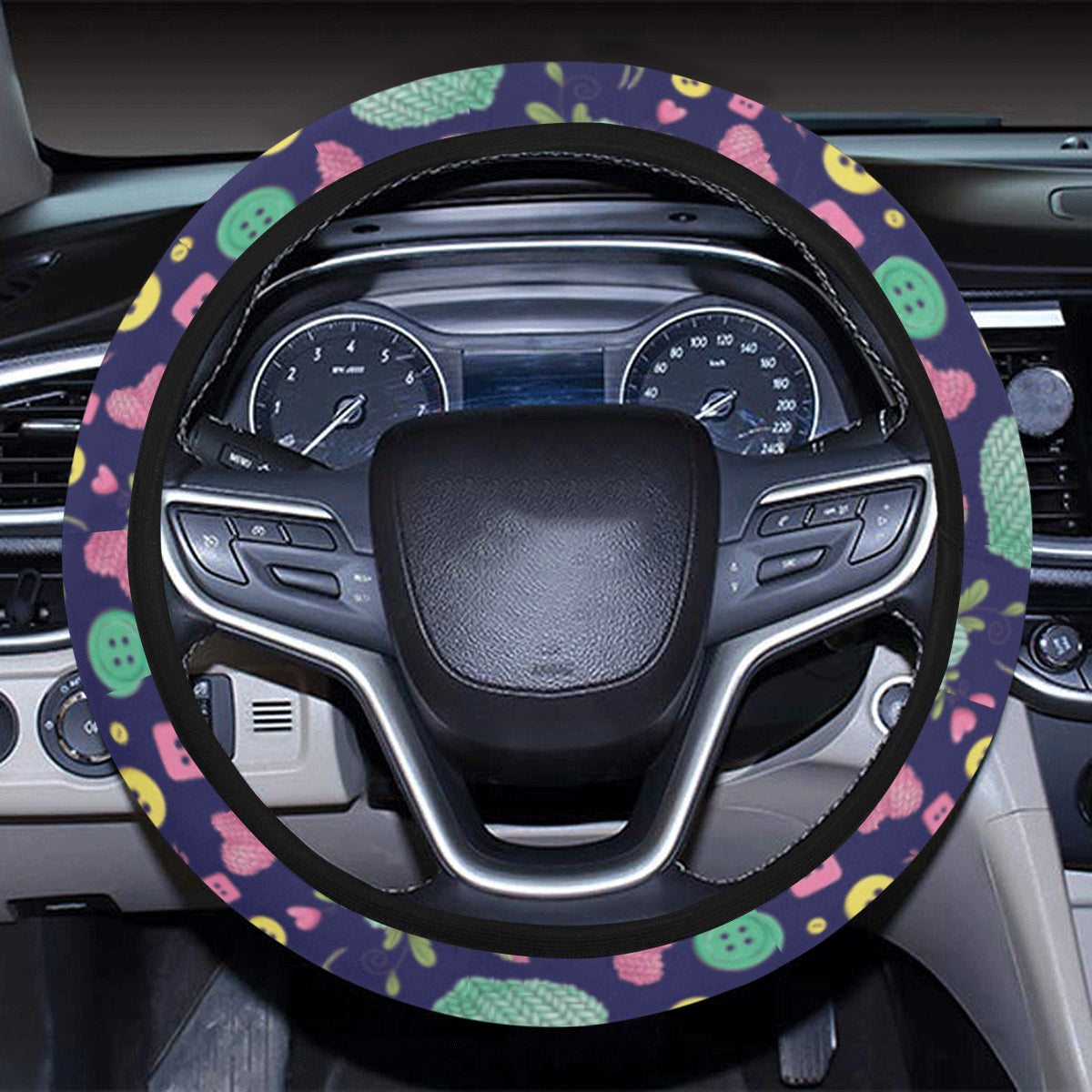 Crochet Pattern Print Design 02 Steering Wheel Cover with Elastic Edge