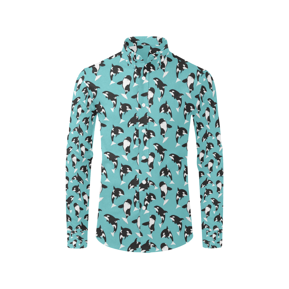 Whale Action Design Themed Print Men's Long Sleeve Shirt
