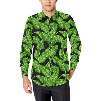 Banana Leaf Pattern Print Design BL01 Men's Long Sleeve Shirt