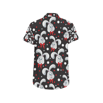 Rabbit Pattern Print Design RB012 Men's Short Sleeve Button Up Shirt