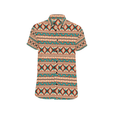 Navajo Western Style Print Pattern Men's Short Sleeve Button Up Shirt