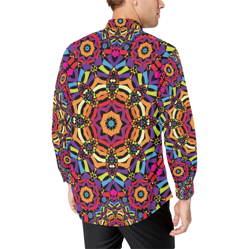 Kaleidoscope Pattern Print Design 01 Men's Long Sleeve Shirt