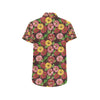 Daisy Gerbera Print Pattern Men's Short Sleeve Button Up Shirt