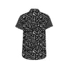 Music Note Black white Themed Print Men's Short Sleeve Button Up Shirt