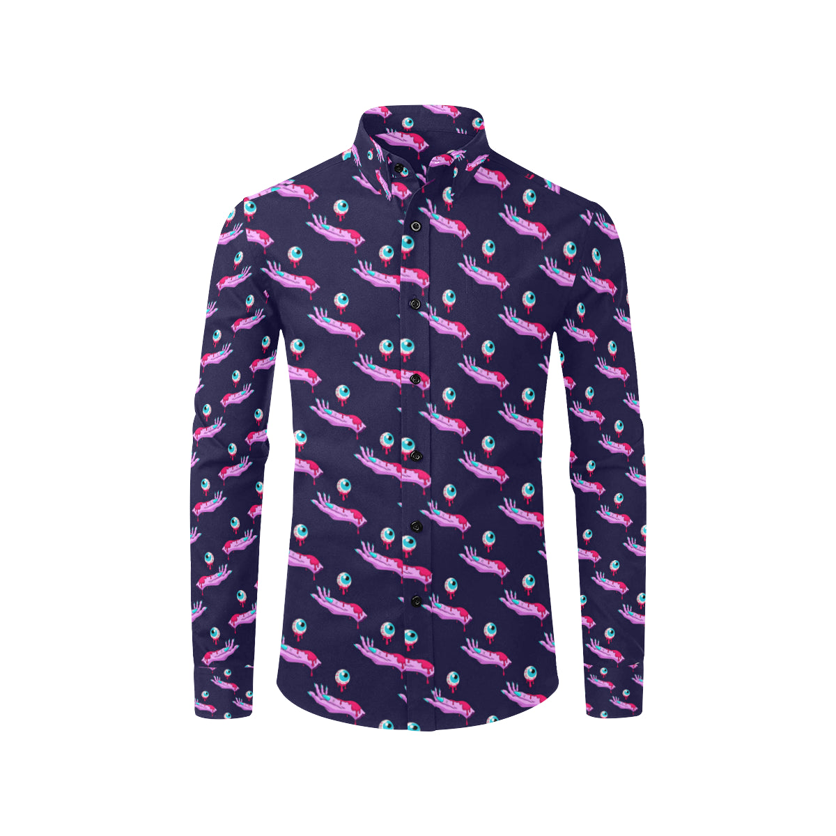Zombie Pink Hand Design Pattern Print Men's Long Sleeve Shirt