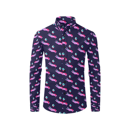 Zombie Pink Hand Design Pattern Print Men's Long Sleeve Shirt