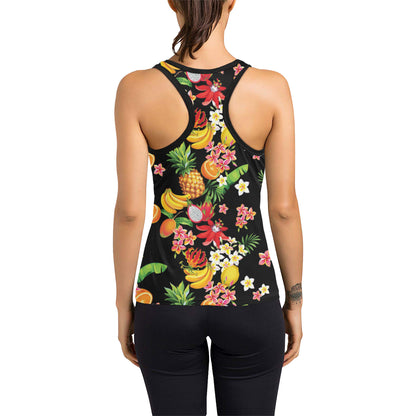 Tropical Fruits Pattern Print Design TF02 Women's Racerback Tank Top