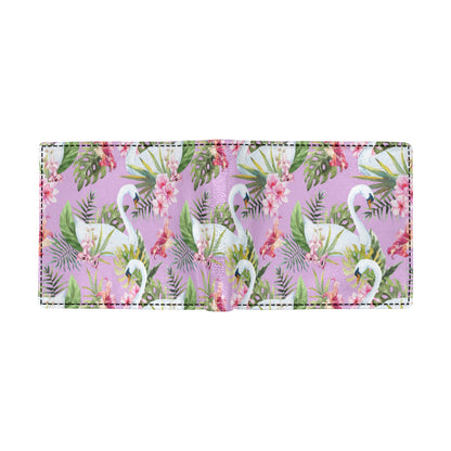 Swan with Flower Pattern Print Design 01 Men's ID Card Wallet