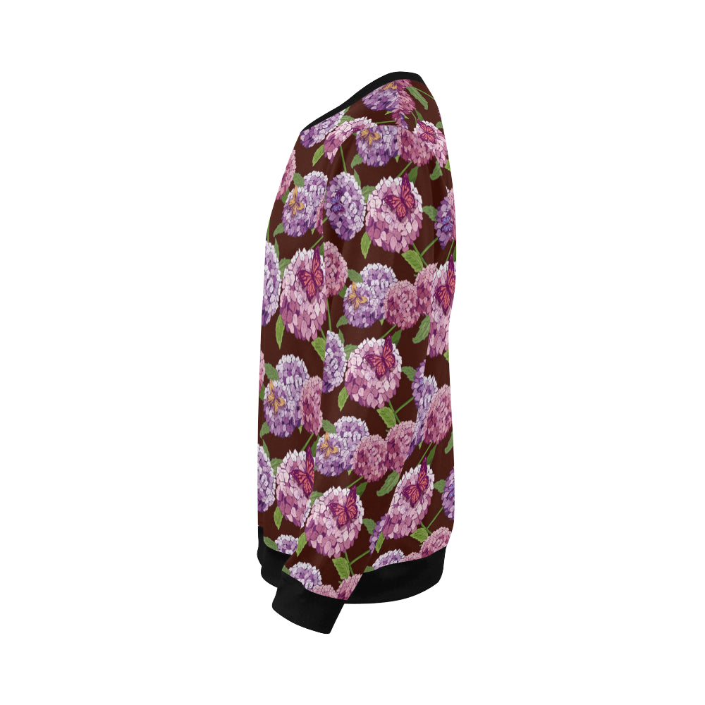 Hydrangea Pattern Print Design HD08 Men Long Sleeve Sweatshirt