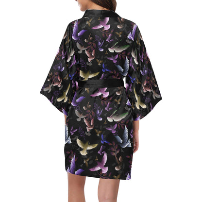 Pigeon Pattern Print Design 01 Women's Short Kimono