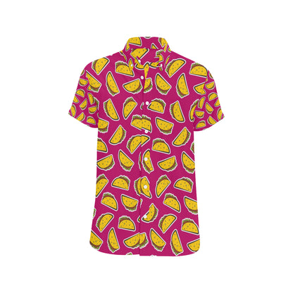 Taco Pattern Print Design TC01 Men's Short Sleeve Button Up Shirt